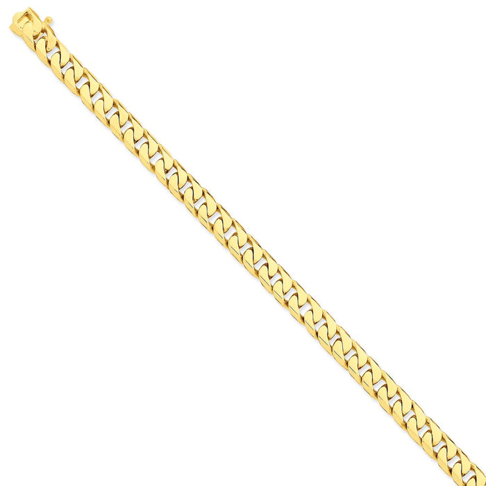 Million Charms 14k Yellow Gold 7.5mm Hand-polished Flat Beveled Curb Chain, Chain Length: 8 inches