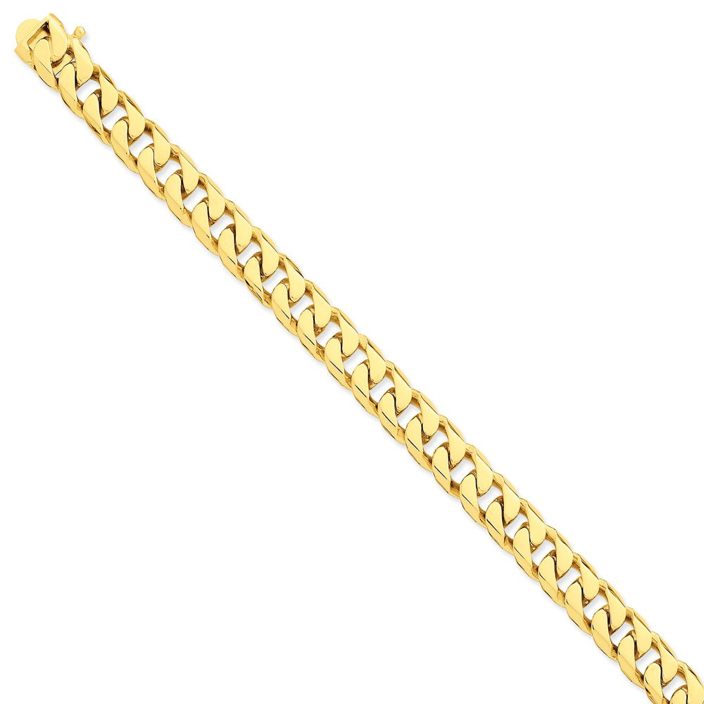 Million Charms 14k Yellow Gold 9.7mm Hand-polished Flat Beveled Curb Chain, Chain Length: 8 inches