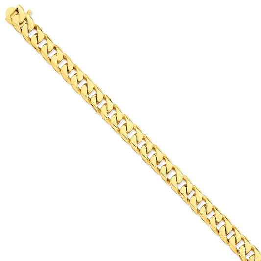Million Charms 14k Yellow Gold 9.7mm Hand-polished Flat Beveled Curb Chain, Chain Length: 8 inches