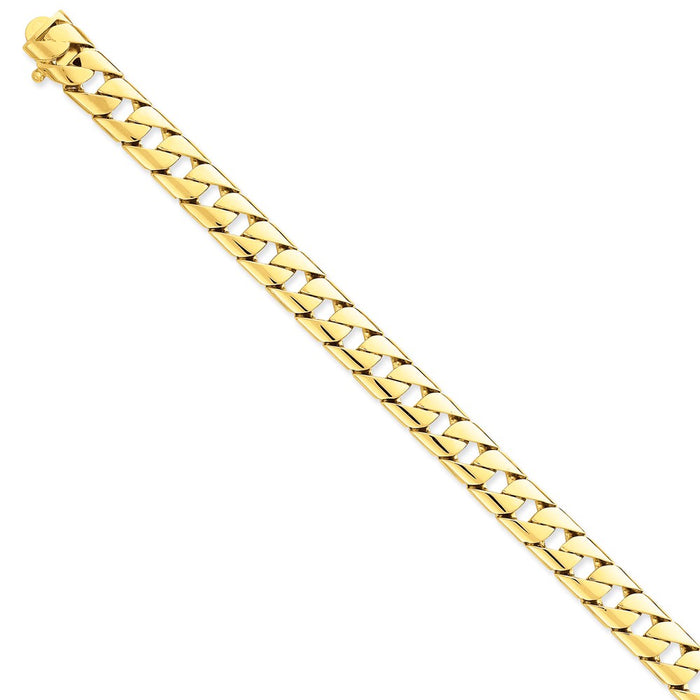 Million Charms 14k Yellow Gold 10.2mm Hand-polished Fancy Link Bracelet, Chain Length: 8 inches