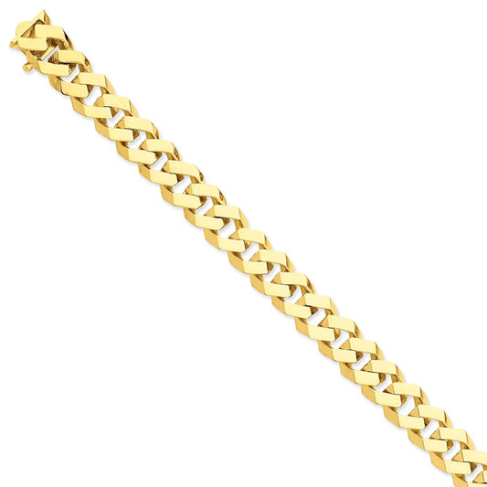 Million Charms 14k Yellow Gold 11.5mm Hand-polished Fancy Link Bracelet, Chain Length: 8 inches