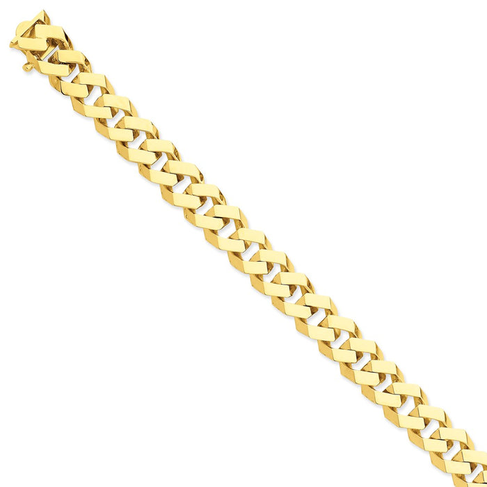 Million Charms 14k Yellow Gold 11.5mm Hand-polished Fancy Link Bracelet, Chain Length: 8 inches