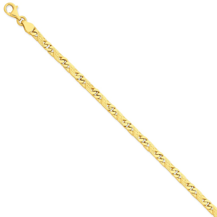 Million Charms 14k Yellow Gold 5.5mm Hand-polished Fancy Link Bracelet, Chain Length: 8 inches