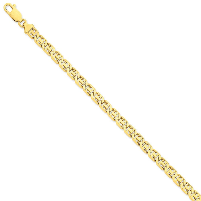 Million Charms 14k Yellow Gold 6.75mm Hand-Polished Fancy Link Bracelet, Chain Length: 8 inches
