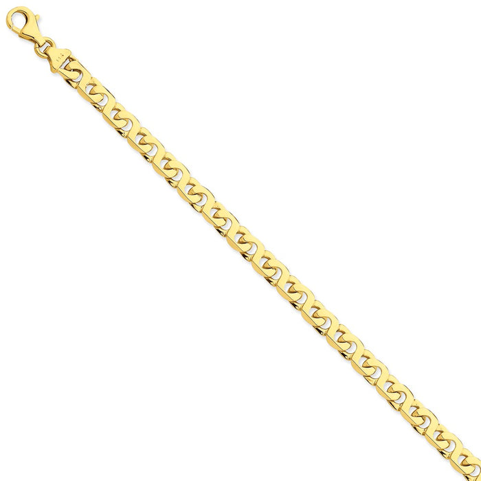 Million Charms 14k Yellow Gold 6.2mm Hand-Polished Fancy Link Bracelet, Chain Length: 8 inches