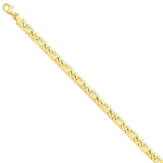 Million Charms 14k Yellow Gold 5.9mm Hand-Polished Fancy Link Bracelet, Chain Length: 7 inches