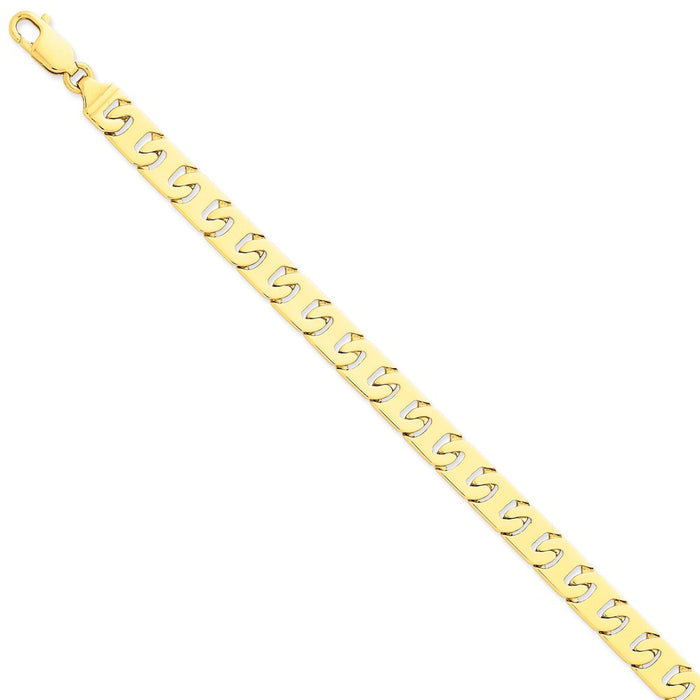 Million Charms 14k Yellow Gold 8.3mm Hand-polished Fancy Link Bracelet, Chain Length: 8 inches