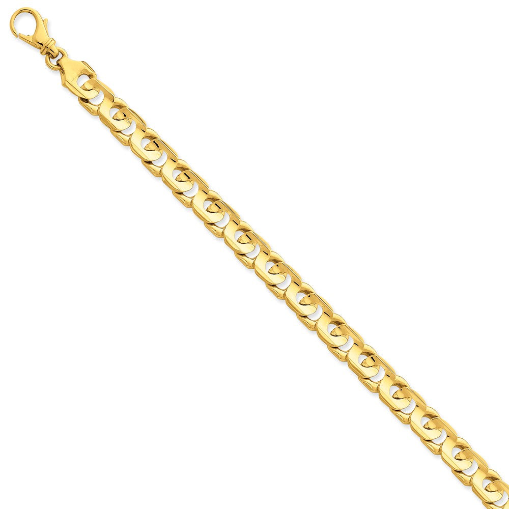 Million Charms 14k Yellow Gold 7.4mm Hand-polished Fancy Link Bracelet, Chain Length: 8 inches