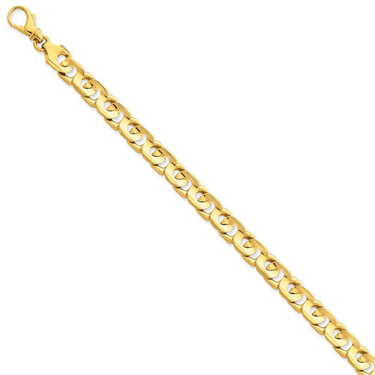 Million Charms 14k Yellow Gold 7.4mm Hand-polished Fancy Link Bracelet, Chain Length: 8 inches