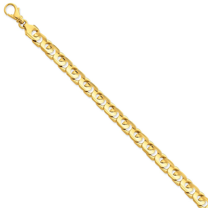 Million Charms 14k Yellow Gold 7.4mm Hand-polished Fancy Link Bracelet, Chain Length: 8 inches
