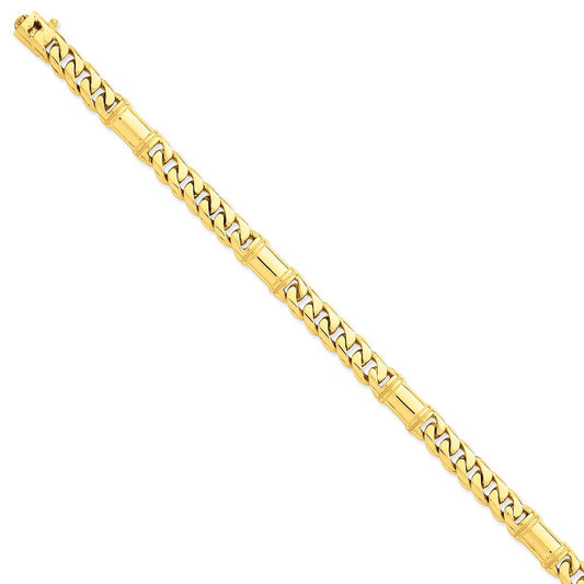 Million Charms 14k Yellow Gold 7.5mm Hand-polished Fancy Link Bracelet, Chain Length: 8 inches