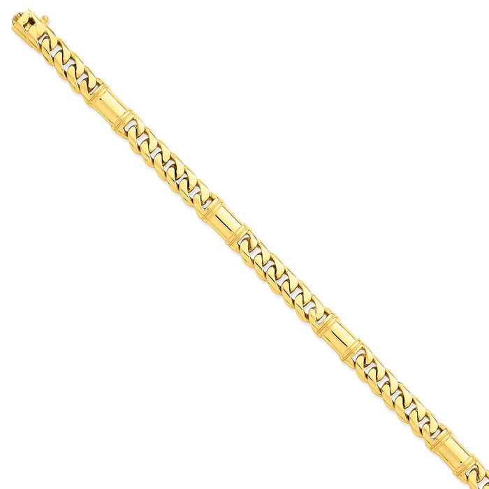 Million Charms 14k Yellow Gold 7.5mm Hand-polished Fancy Link Bracelet, Chain Length: 8 inches