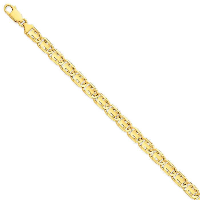 Million Charms 14k Yellow Gold 7.5mm Hand-polished Fancy Link Bracelet, Chain Length: 8 inches