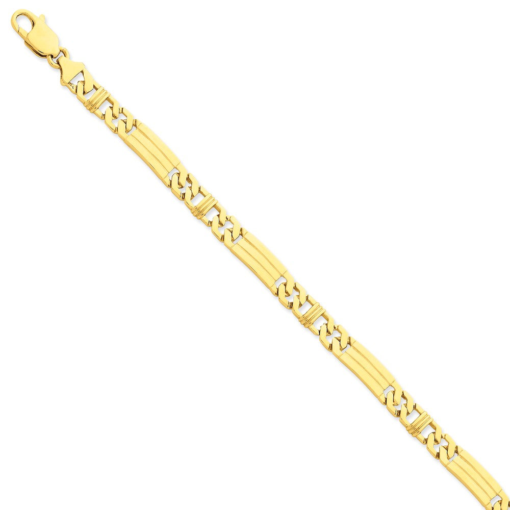 Million Charms 14k Yellow Gold 6.4mm Hand-polished Fancy Link Bracelet, Chain Length: 8 inches