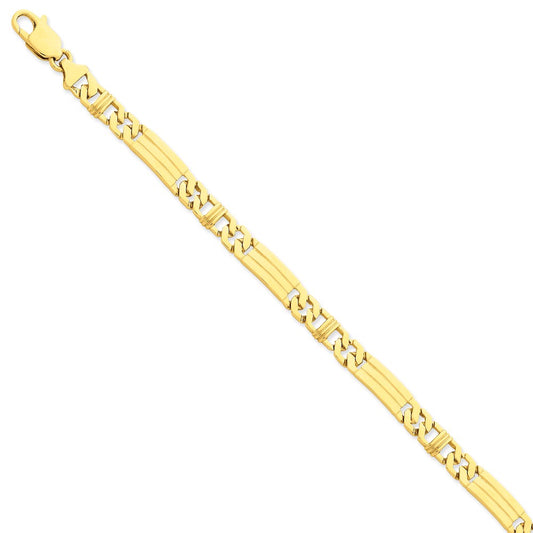 Million Charms 14k Yellow Gold 6.4mm Hand-polished Fancy Link Bracelet, Chain Length: 8 inches