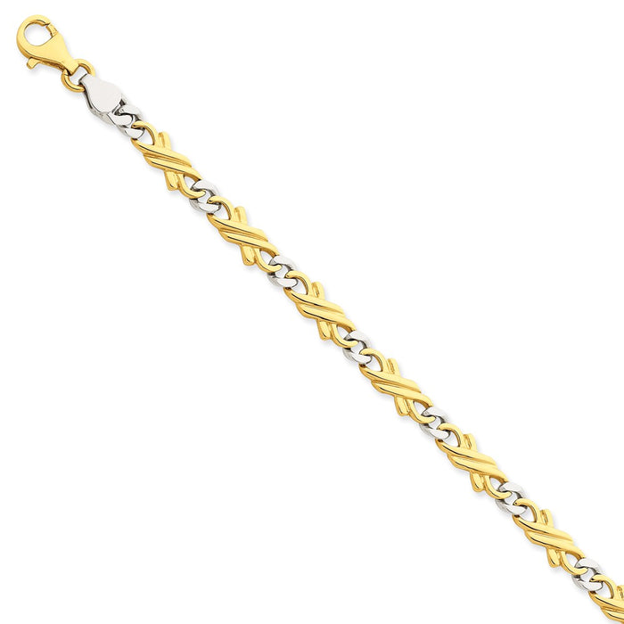 Million Charms 14k Two-tone 6mm Hand-polished Fancy Link Chain, Chain Length: 8 inches