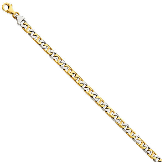 Million Charms 14K Two-tone 5.6mm Hand-Polished Fancy Link Bracelet, Chain Length: 7 inches