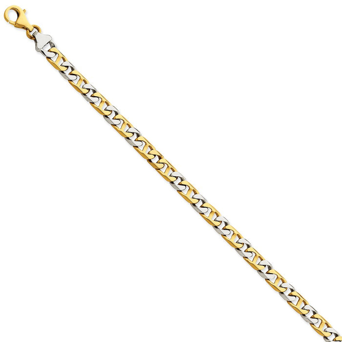 Million Charms 14K Two-tone 5.6mm Hand-Polished Fancy Link Bracelet, Chain Length: 8 inches