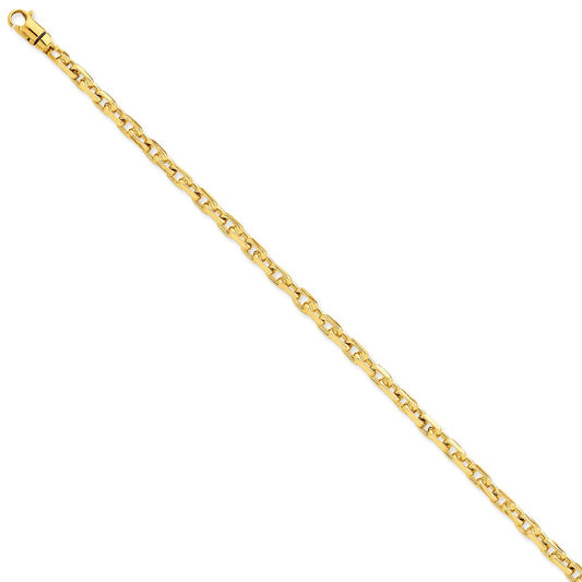 Million Charms 14k Yellow Gold 4.2mm Hand-Polished Fancy Link Chain, Chain Length: 7 inches
