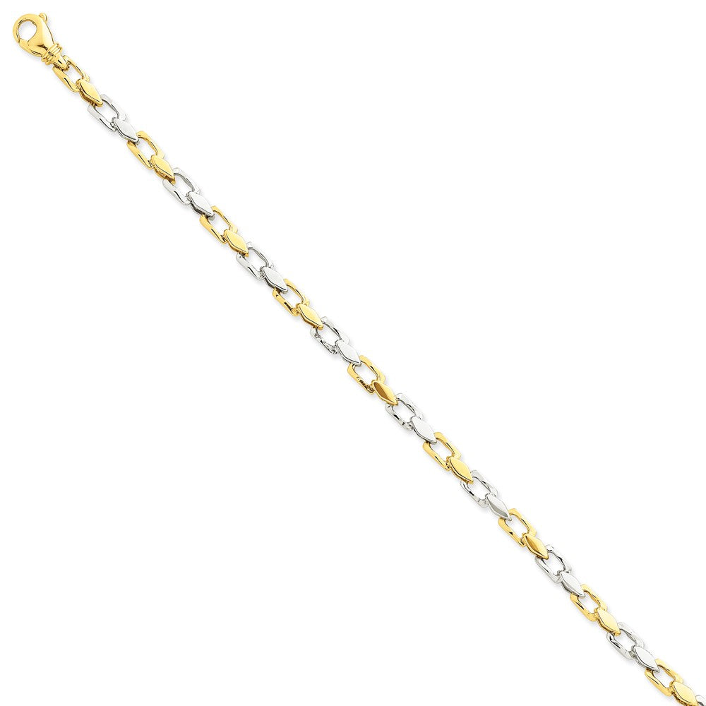 Million Charms 14k Two-tone 4.5mm Hand-polished Fancy Link Bracelet, Chain Length: 8 inches