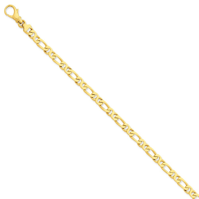 Million Charms 14k Yellow Gold 4.8mm Polished Fancy Link Bracelet, Chain Length: 7 inches