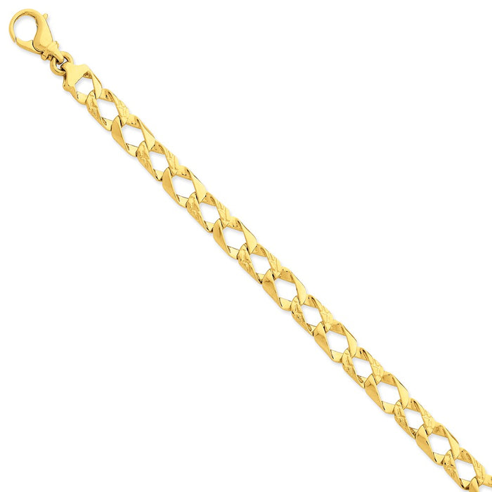 Million Charms 14k Yellow Gold 8.6mm Polished Fancy Link Bracelet, Chain Length: 8 inches