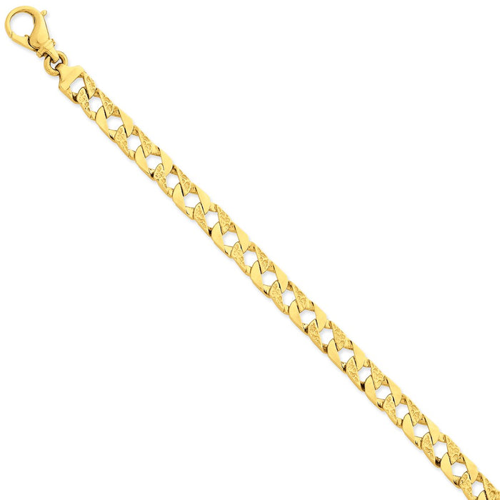 Million Charms 14k Yellow Gold 7.5mm Polished Fancy Link Bracelet, Chain Length: 8 inches