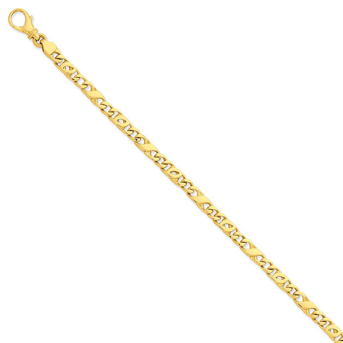 Million Charms 14k Yellow Gold 4.8mm Polished Fancy Link Bracelet, Chain Length: 8 inches