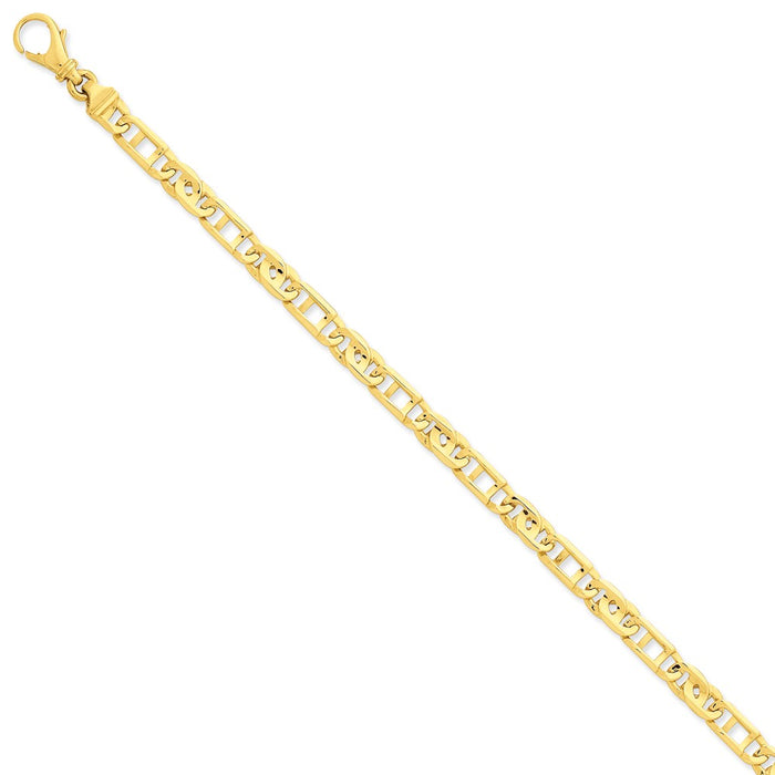 Million Charms 14k Yellow Gold 5.5mm Polished Fancy Link Bracelet, Chain Length: 7.5 inches
