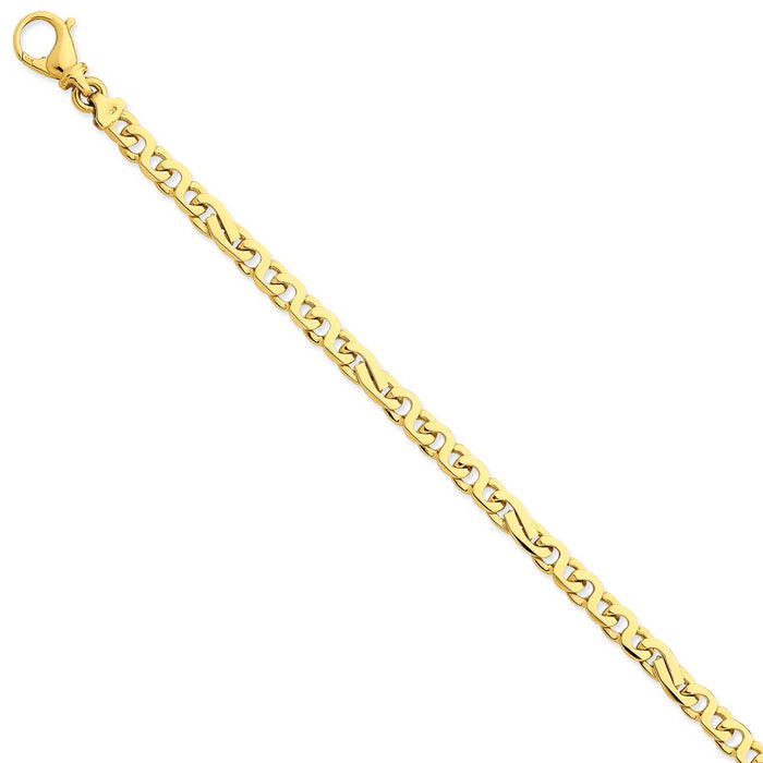Million Charms 14k Yellow Gold 5.8mm Polished Fancy Link Bracelet, Chain Length: 7 inches