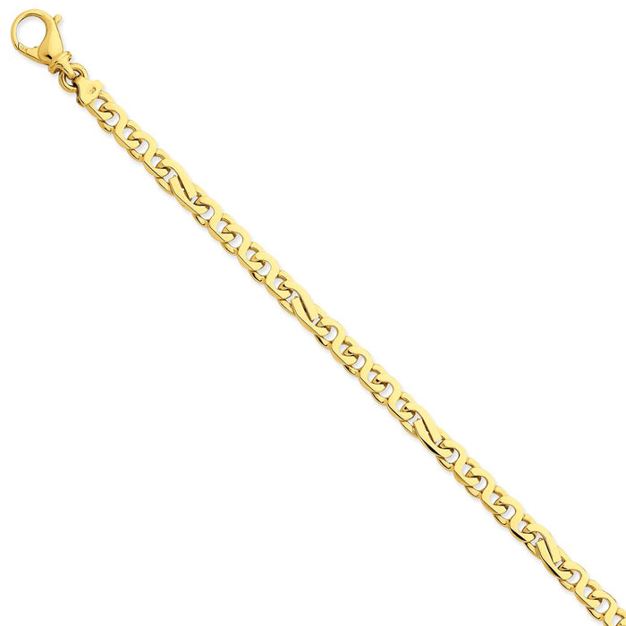 Million Charms 14k Yellow Gold 5.8mm Polished Fancy Link Bracelet, Chain Length: 8 inches