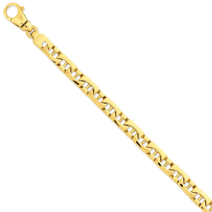 Million Charms 14k Yellow Gold 8.2mm Hand-polished Fancy Link Bracelet, Chain Length: 8.5 inches