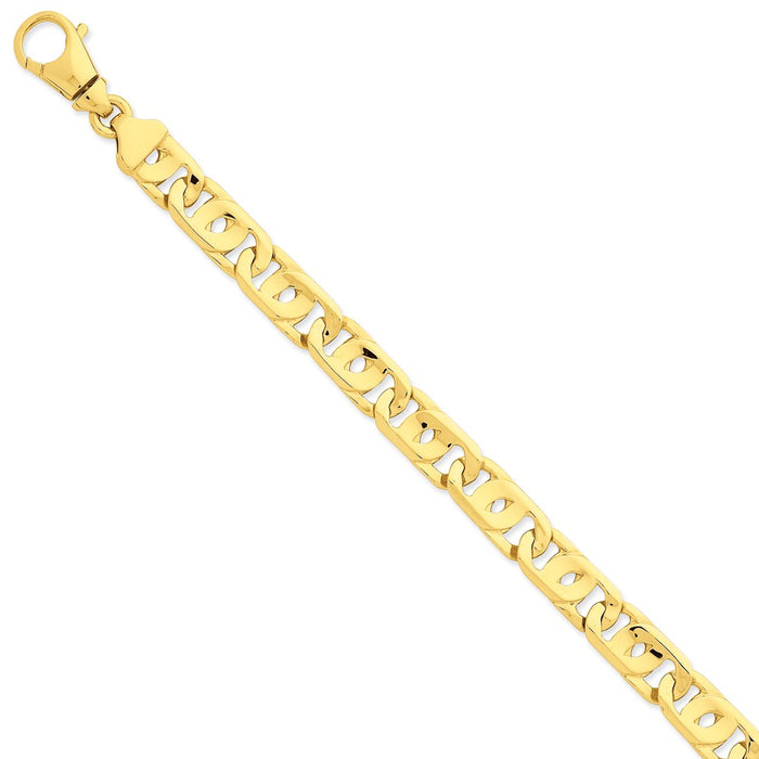 Million Charms 14k Yellow Gold 10mm Hand-polished Fancy Link Bracelet, Chain Length: 8.5 inches