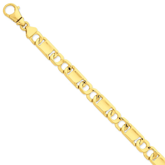 Million Charms 14k Yellow Gold 10.4mm Hand-polished Fancy Link Bracelet, Chain Length: 8.5 inches