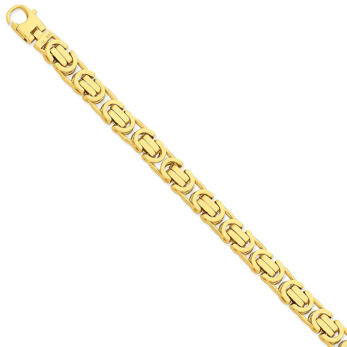Million Charms 14k Yellow Gold 10.1mm Hand-polished Fancy Link Bracelet, Chain Length: 8.5 inches
