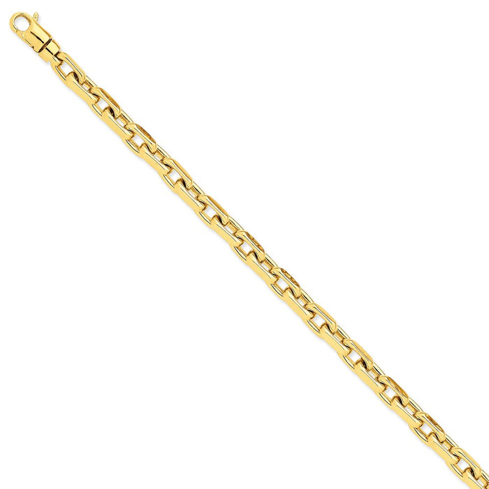Million Charms 14k Yellow Gold 7mm Hand-polished Fancy Link Bracelet, Chain Length: 8.5 inches