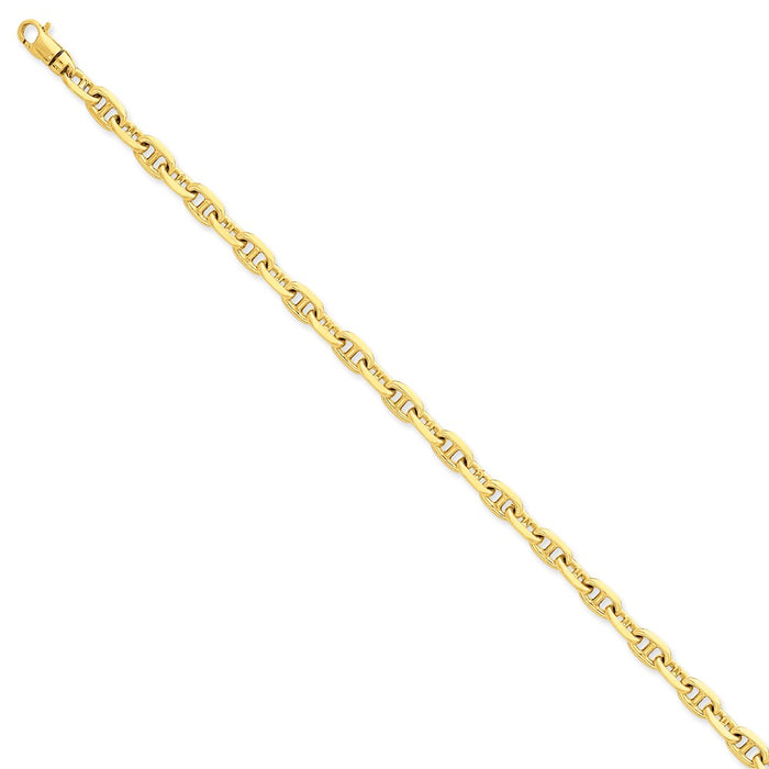 Million Charms 14k Yellow Gold 5.1mm Hand-polished Fancy Link Bracelet, Chain Length: 8.5 inches