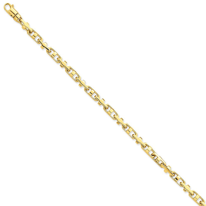 Million Charms 14k Yellow Gold 5.6mm Hand-polished Fancy Link Bracelet, Chain Length: 8.75 inches