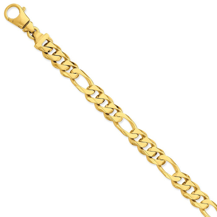 Million Charms 14k Yellow Gold 10.9mm Polished Fancy Link Bracelet, Chain Length: 8.5 inches