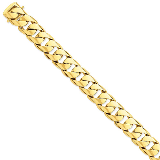 Million Charms 14k Yellow Gold 15.4mm Hand-polished Rounded Curb Link Bracelet, Chain Length: 9 inches
