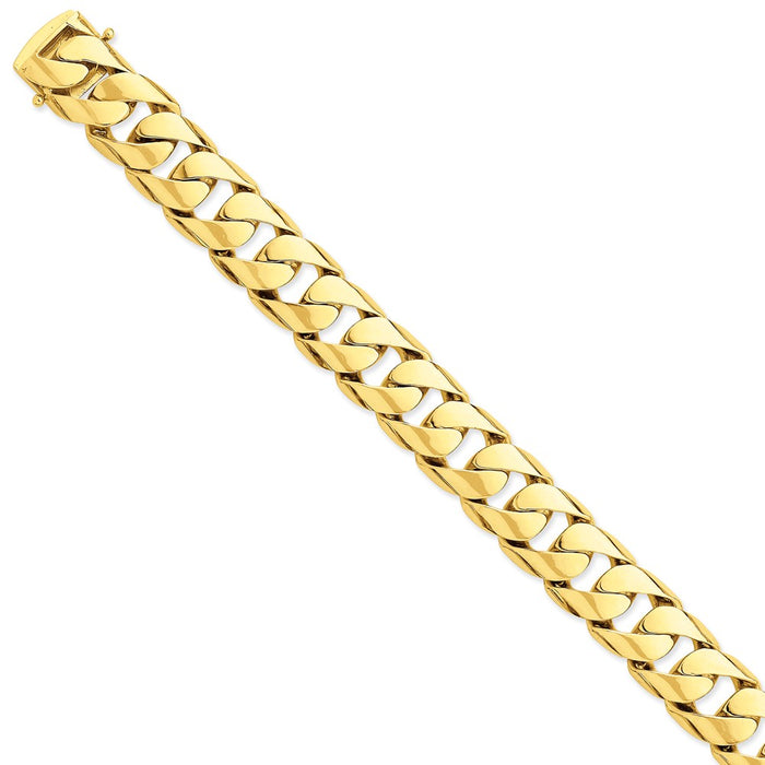 Million Charms 14k Yellow Gold 15.4mm Hand-polished Rounded Curb Link Bracelet, Chain Length: 9 inches