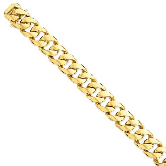 Million Charms 14k Yellow Gold 15.30mm Polished Fancy Link Bracelet, Chain Length: 9 inches