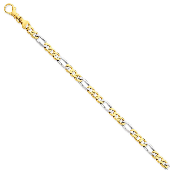 Million Charms 14k Two-tone 5.8mm Polished Fancy Link Bracelet, Chain Length: 8 inches