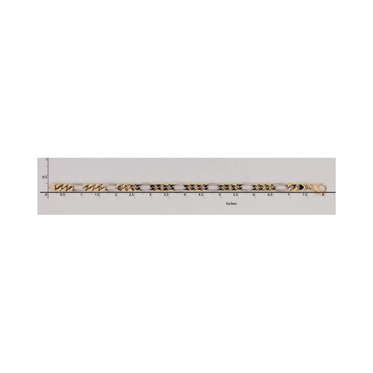Million Charms 14K Two-tone 6.1mm Hand-polished Fancy Link Bracelet, Chain Length: 8 inches