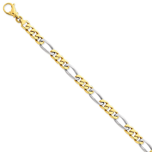 Million Charms 14k Two-tone 7.85mm Polished Fancy Link Bracelet, Chain Length: 8 inches