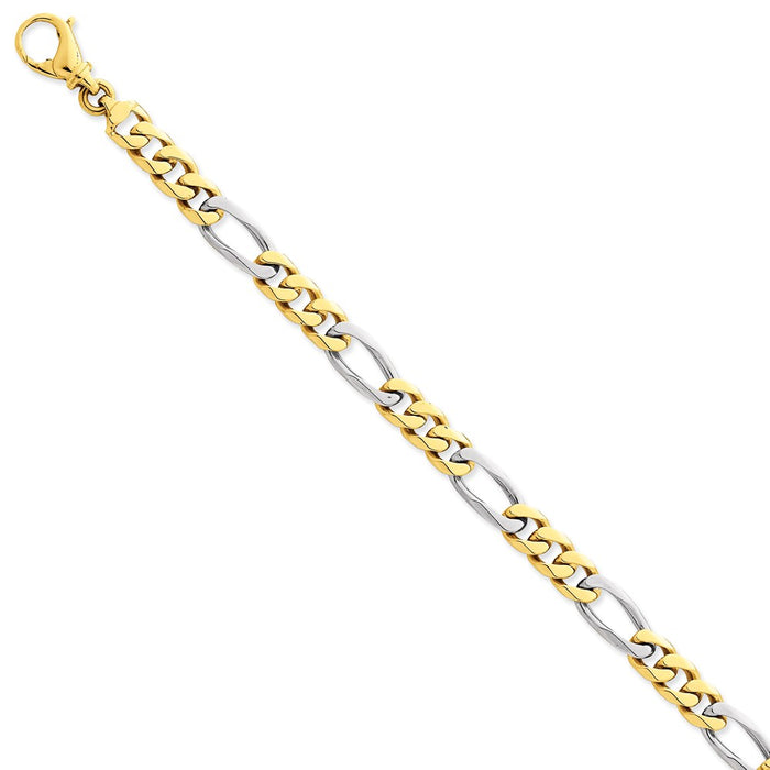 Million Charms 14k Two-tone 7.85mm Polished Fancy Link Bracelet, Chain Length: 8 inches