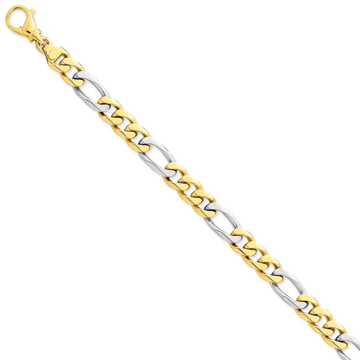 Million Charms 14k Two-tone 8.5mm Hand-polished Fancy Link Bracelet, Chain Length: 8 inches