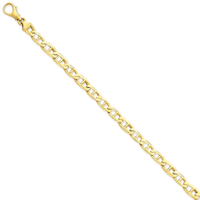 Million Charms 14k Yellow Gold 6.5mm Hand-polished Fancy Link Bracelet, Chain Length: 8.25 inches