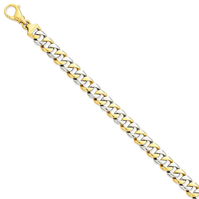 Million Charms 14k Two-tone 9.3mm Hand-polished Fancy Link Bracelet, Chain Length: 8 inches