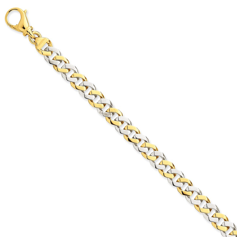 Million Charms 14k Two-tone 8mm Hand-polished Fancy Link Bracelet, Chain Length: 8 inches